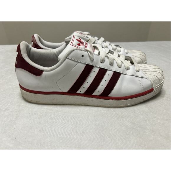 Adidas Superstar Shoes Men’s Size 13 White Red Stripe Shell Toe Classic Low Top - Picture 2 of 8